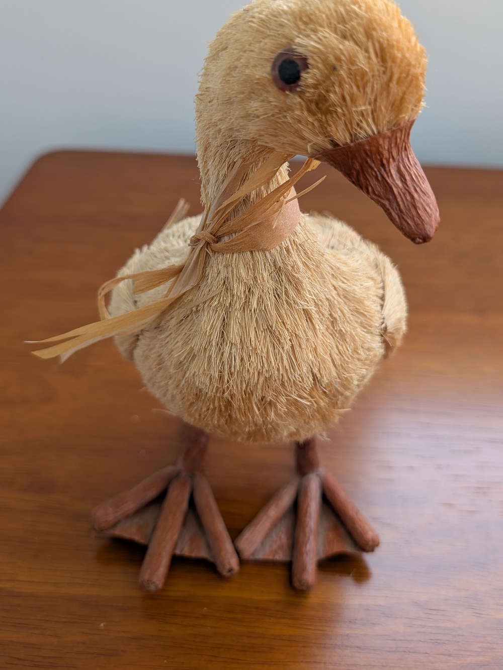 3/$50 Vtg Handcrafted Bottle Brush Duck Figurine in Beige